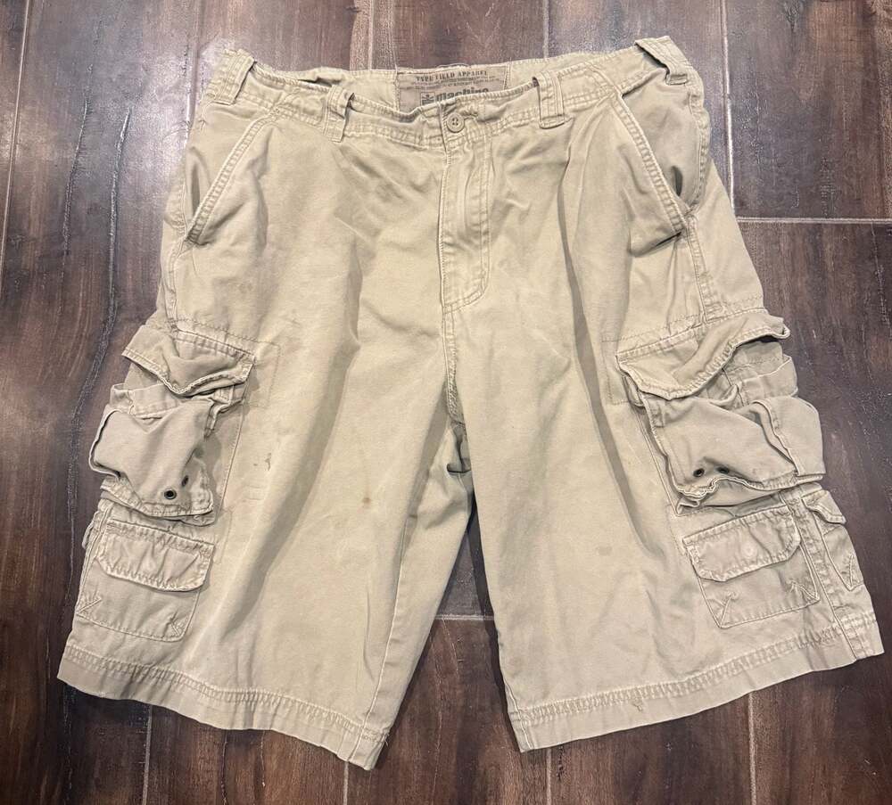 Machine Type Field Apparel Mens Beige Multi-Pocket Cargo Shorts Size 34
